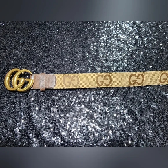 GUCCI 400593 Jumbo GG Canvas Leather Belt Waist 120 48 - Picture 2 of 10